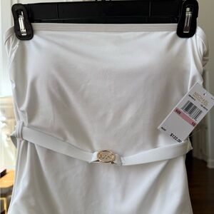 Michael Kors White Strapless One Piece swimsuit with belt